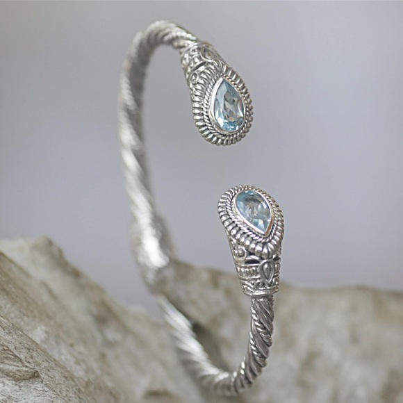 Jewelry - BLUE TOPAZ STERLING SILVER OPEN CUFF BRACELET
